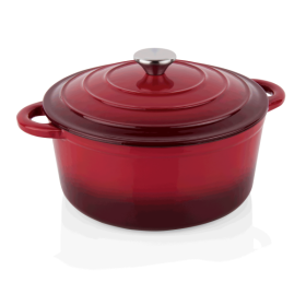 Cocotte ronde fonte émaillée rouge bordeaux Ø 24 cm – Contenance 3,8 L