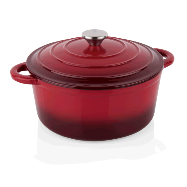 Cocotte ronde fonte émaillée rouge bordeaux Ø 24 cm – Contenance 3,8 L