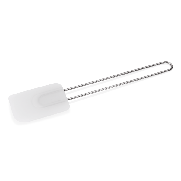 Spatule pâtisserie en silicone blanc avec manche inox - 32 cm