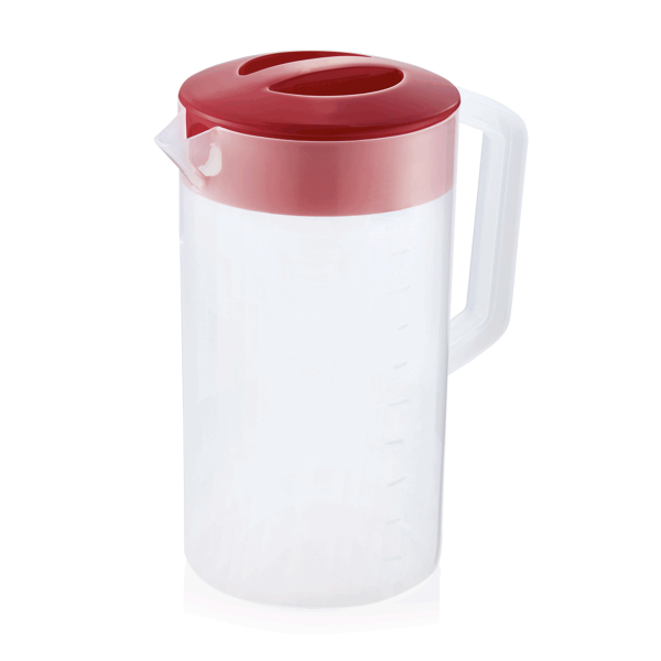 Pichet en polypropylène - 2,5 L - Couvercle rouge