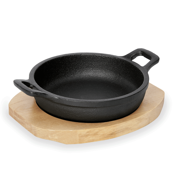Poêlon en fonte avec sous-plat en bois - Ø 16 cm