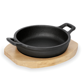 Poêlon en fonte avec sous-plat en bois - Ø 18 cm