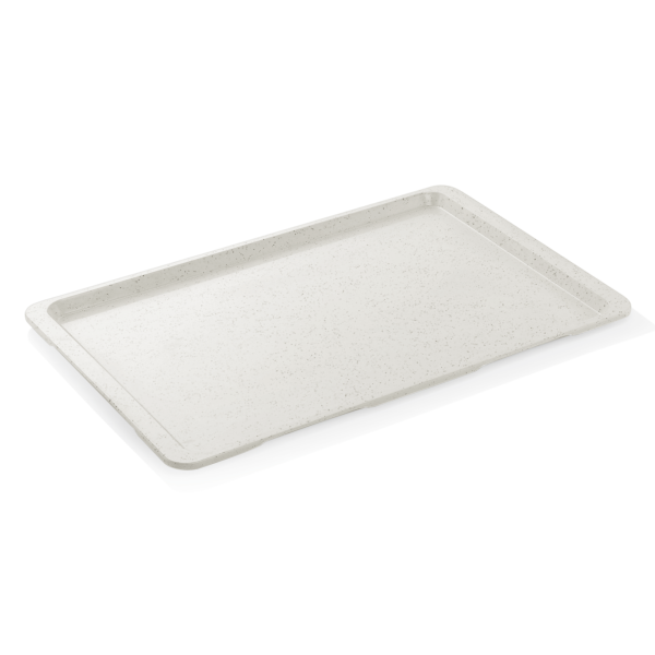 Plateau en polyester gris clair moucheté renforcé en fibre de verre - 53 x 37 cm