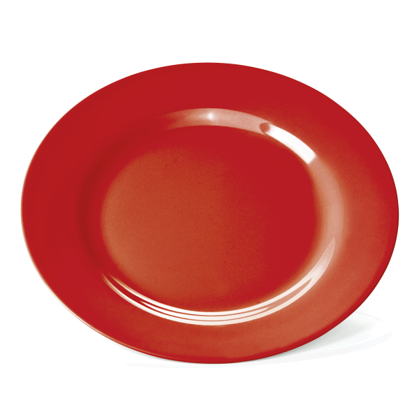 Assiette plate en mélamine rouge - Ø 23 cm (lot de 12)