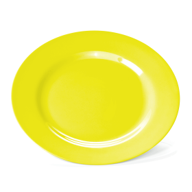 Assiette plate en mélamine jaune - Ø 23 cm (lot de 12)