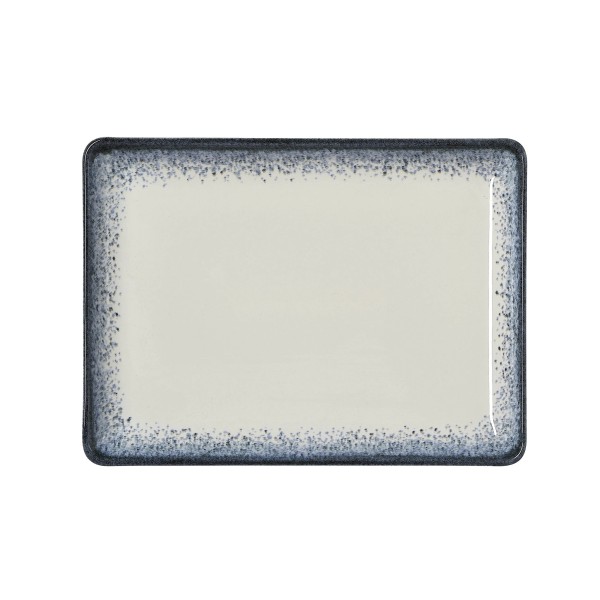 Assiette rectangulaire en porcelaine série Vida Marina - 23 x 17 cm (lot de 6)