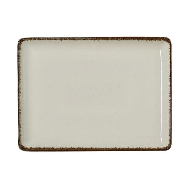 Assiette rectangulaire en porcelaine série Smilla Sand - 27 x 20 cm (lot de 6)