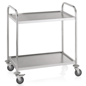 Chariot de service inox - 2 tablettes - 85 x 53 x 95 cm