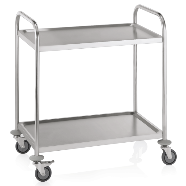 Chariot de service inox - 2 tablettes - 85 x 53 x 95 cm