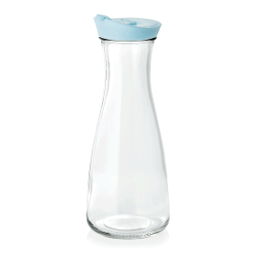 Carafe en verre avec couvercle en plastique bleu - 1 L (lot de 12)