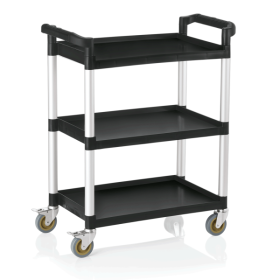 Chariot de service en polypropylène et aluminium - 3 tablettes - 82 x 41 x 95 cm