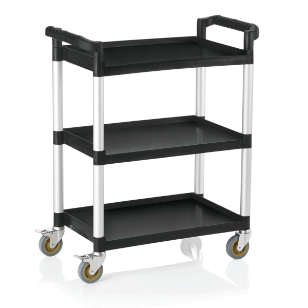 Chariot de service en polypropylène et aluminium - 3 tablettes - 82 x 41 x 95 cm