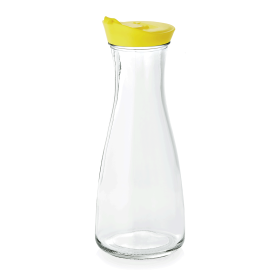 Carafe en verre avec couvercle en plastique jaune - 1 L (lot de 12)