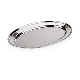 Plat de service ovale inox chromé - 35 x 22 cm