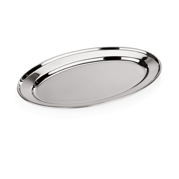 Plat de service ovale inox chromé - 40 x 26 cm