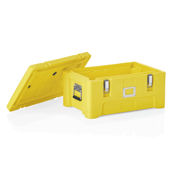 Bac de transport thermique GN 1/1 en polyéthylène jaune - 63 x 43 x 31 cm
