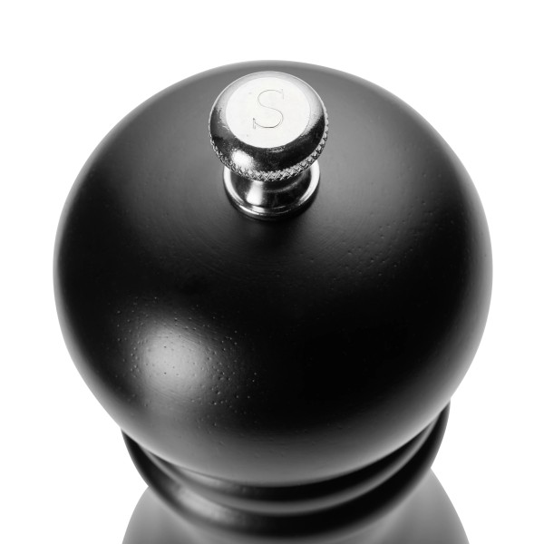 Moulin à sel en bois noir et inox - 15 cm