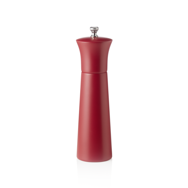 Moulin à sel cylindrique en bois rouge mat - 20 cm