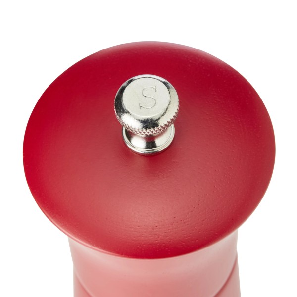 Moulin à sel cylindrique en bois rouge mat - 20 cm