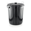 Poubelle en polypropylène noir avec couvercle - 55 L - Ø 46 cm