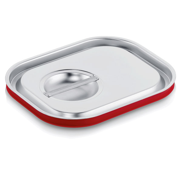 Couvercle GN 1/2 inox chromé avec joint silicone pour bacs profonds