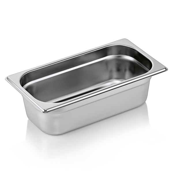 Bac gastro GN 1/3 inox chromé - Profondeur 100 mm