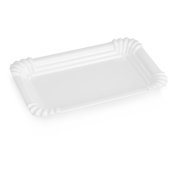 Plateau snacking en mélamine blanche - 21 x 13 cm (lot de 12)