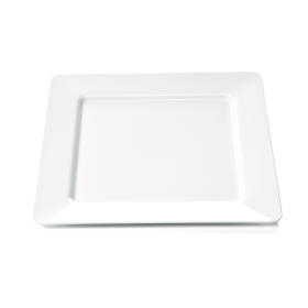 Assiette carrée en mélamine blanche - 25 x 25 cm (lot de 12)