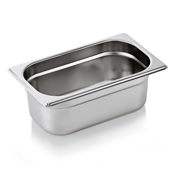 Bac gastro GN 1/4 inox chromé - Profondeur 100 mm