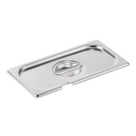 Couvercle GN 1/4 inox chromé avec encoche pour cuillère