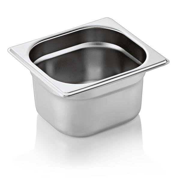 Bac gastro GN 1/6 inox chromé - Profondeur 100 mm