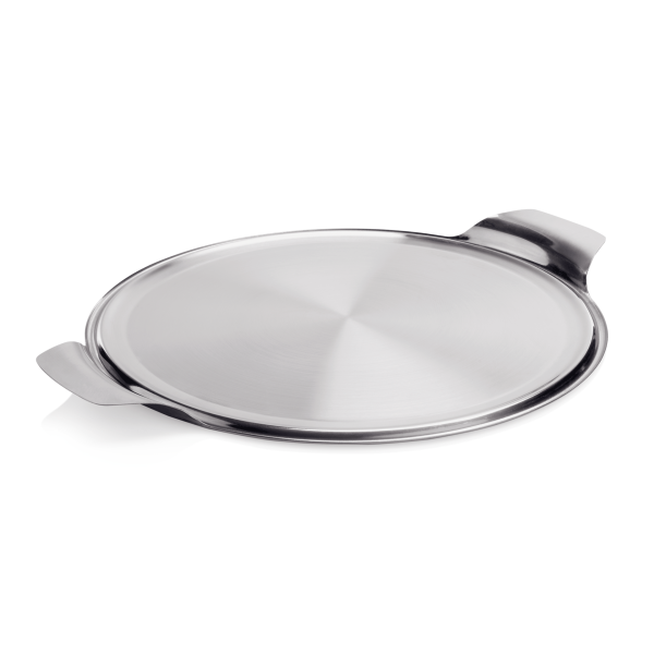 Plateau à gâteau inox chromé avec poignées - 30 cm
