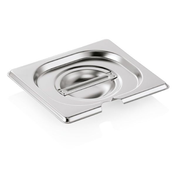 Couvercle GN 1/6 inox chromé avec encoche pour cuillère
