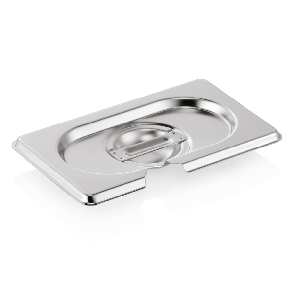 Couvercle GN 1/9 inox chromé avec encoche pour cuillère