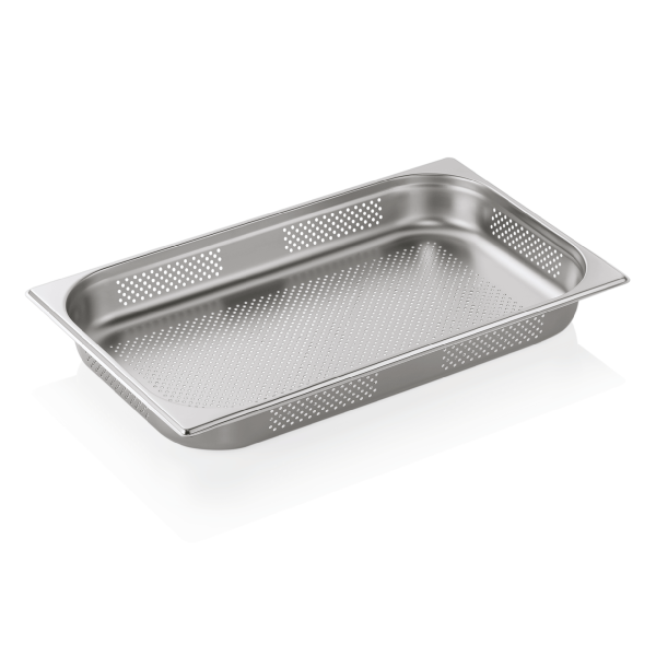 Bac gastro GN 1/1 perforé inox chromé - Profondeur 65 mm
