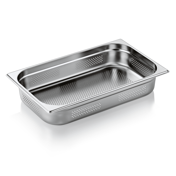 Bac gastro GN 1/1 perforé inox chromé - Profondeur 100 mm
