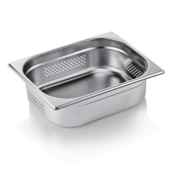 Bac gastro GN 1/2 perforé inox chromé - Profondeur 100 mm