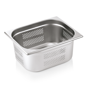 Bac gastro GN 1/2 perforé inox chromé - Profondeur 150 mm