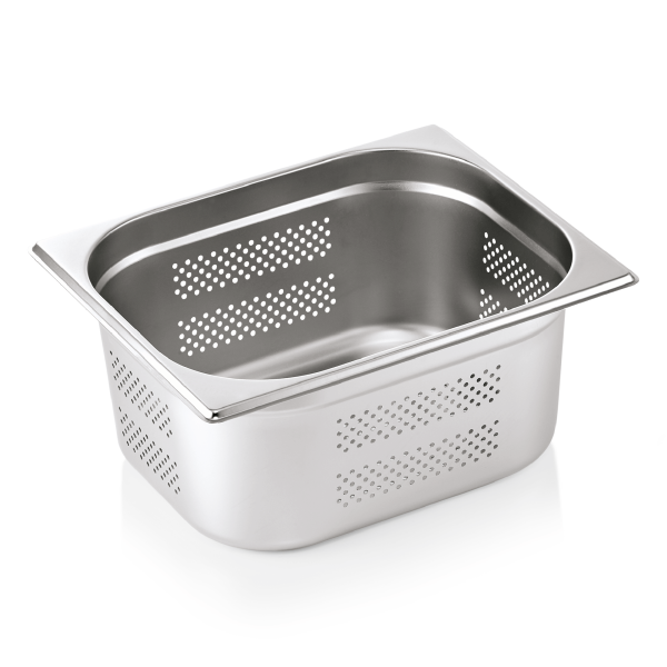Bac gastro GN 1/2 perforé inox chromé - Profondeur 150 mm
