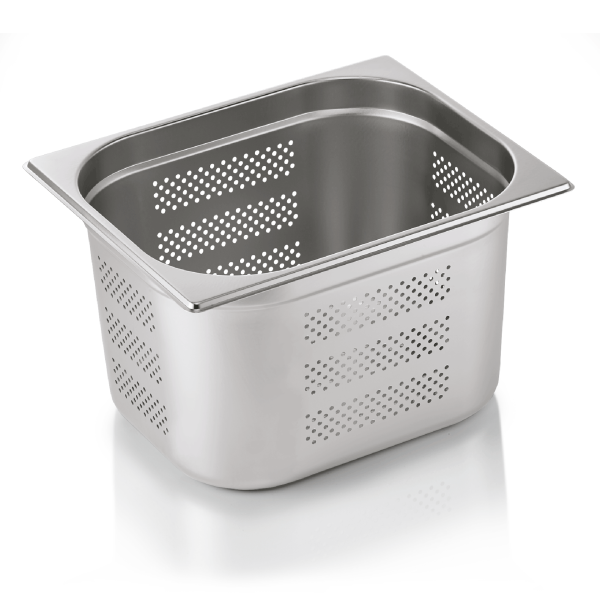 Bac gastro GN 1/2 perforé inox chromé - Profondeur 200 mm