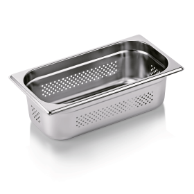 Bac gastro GN 1/3 perforé inox chromé - Profondeur 100 mm