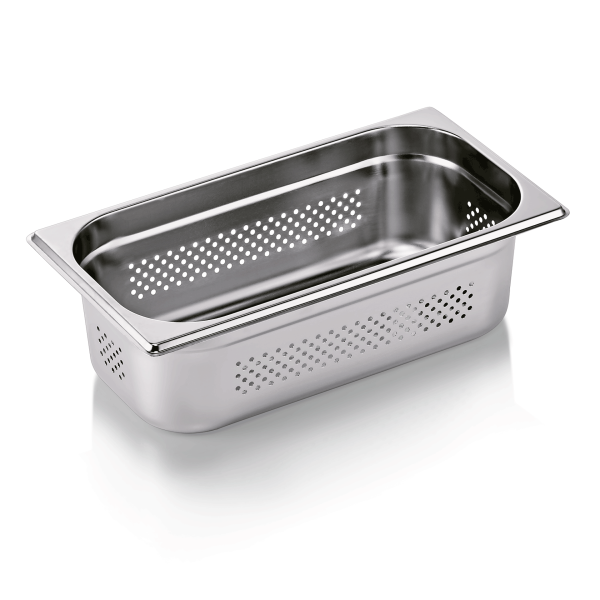 Bac gastro GN 1/3 perforé inox chromé - Profondeur 100 mm