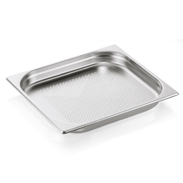 Bac gastro GN 2/3 perforé inox chromé - Profondeur 65 mm