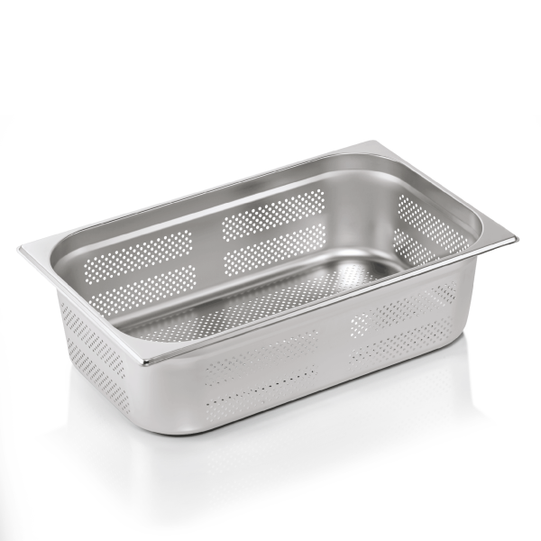 Bac gastro GN 1/1 perforé inox chromé - Profondeur 100 mm (lot de 6)