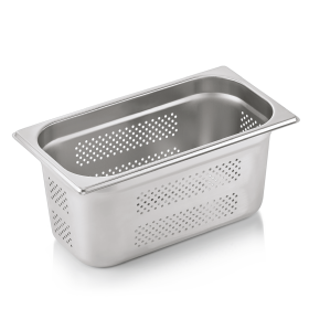 Bac gastro GN 1/3 perforé inox chromé - Profondeur 100 mm (lot de 6)
