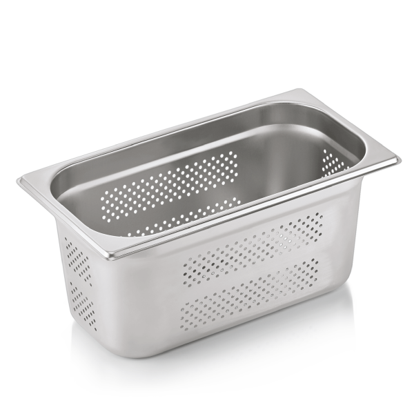 Bac gastro GN 1/3 perforé inox chromé - Profondeur 100 mm (lot de 6)
