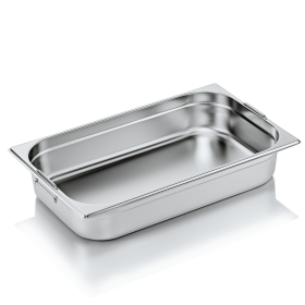 Bac gastro GN 1/1 inox chromé avec poignées tombantes - Profondeur 100 mm