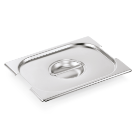 Couvercle GN 1/2 inox chromé avec évidement pour poignées tombantes