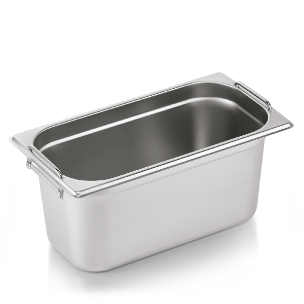 Bac gastro GN 1/3 inox chromé avec poignées tombantes - Profondeur 150 mm