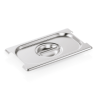 Couvercle GN 1/4 inox chromé avec évidement pour poignées tombantes